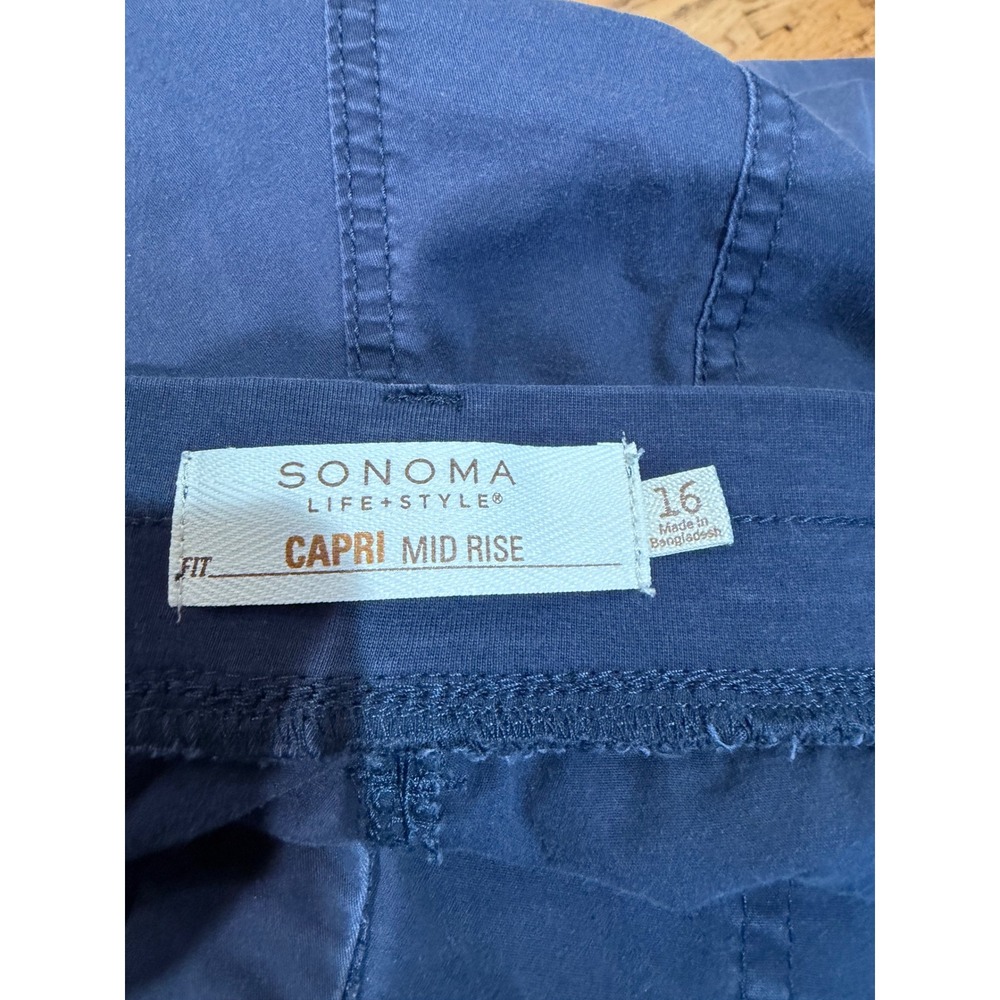Sonoma Goods for Life Womens Navy Blue Mid Rise Cargo Capri Pants Size 16 - Picture 8 of 9